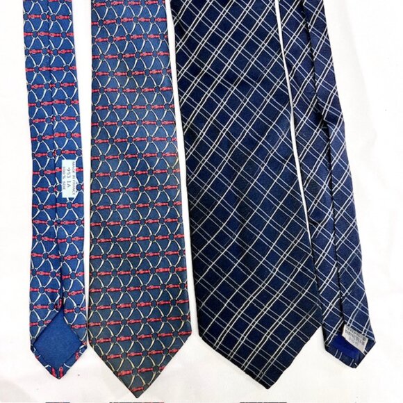 Set 2 Neckties: Hermès Geometric &  Mario Valentino +1 Burberry Handkerchief(51) - Picture 15 of 16